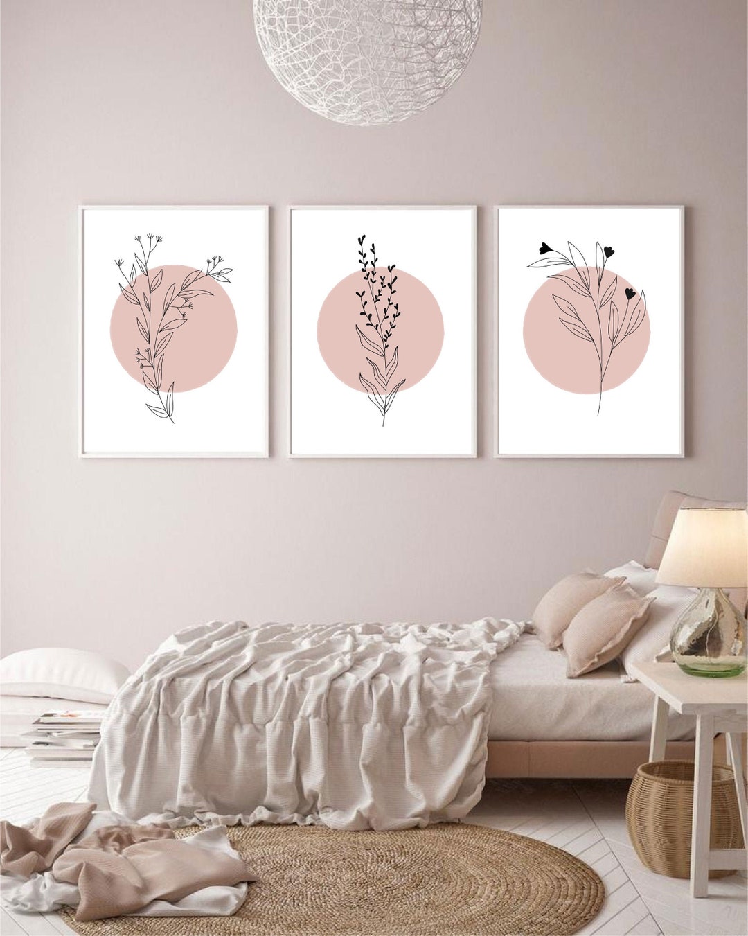 Set of 3 Botanical Prints Beige Art Print Neutral Wall Art - Etsy UK