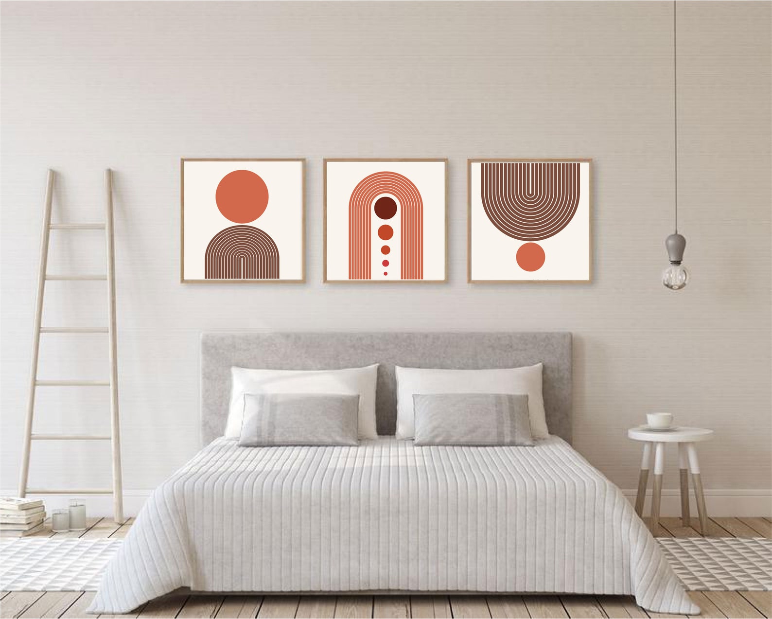 Set of three square prints/ Geometric Wall Art/ Semicircle | Etsy