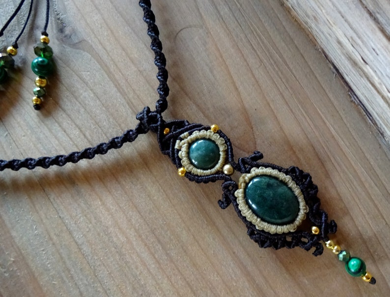 Gemstone Necklace Goddess Necklace Moss Agate Macrame Necklace Birthday Gift Boho Necklace Pendant Necklace Micromacrame Pendant