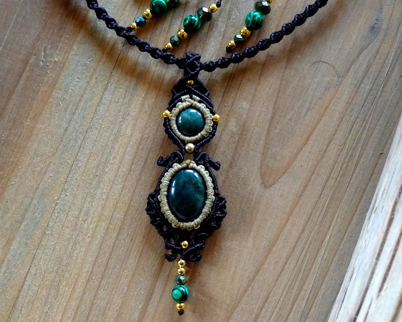 Gemstone Necklace Goddess Necklace Moss Agate Macrame Necklace Birthday Gift Boho Necklace Pendant Necklace Micromacrame Pendant