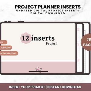 Project Planner Inserts | Undated Digital Download | Printable Project Management Pages for Goals, Tasks & Budget | Landscape and Portrait