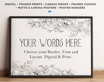 Custom Quote Floral Print, Personalized Poem Sign