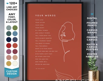 Custom Quote Print Line Art Poster Frame Quote Wall Art Personalized Quote Gifts Printable Quote Letter Printed Sign Custom Poem Prints