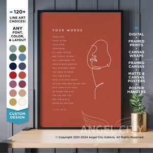 Custom Quote Print Line Art Poster Frame Quote Wall Art Personalized Quote Gifts Printable Quote Letter Printed Sign Custom Poem Prints