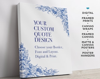 Custom Quote Print With Border Art Text Poster Framed Wall Art Personalized Quote Print Custom Poem  Christmas Gift For Mom Custom Canvas