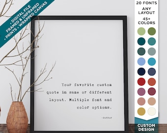 Custom Quote Print, Quote Wall Art,Personalized Poem,Canvas Print,Song Lyrics Print,Typewriter font,Custom Poem Print,Frame Quote,Art framed