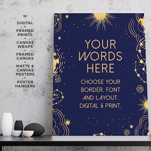Custom Quote Poster | Personalized Poem Print, Cosmic Border