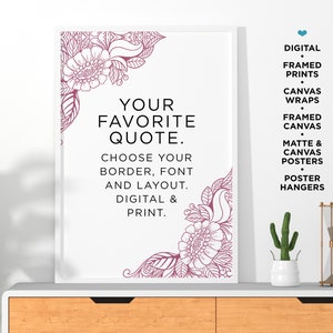 Custom Quote Print Art Poster Framed Canvas Wall Art Personalized Poem Printable Text Letter Printed Sign Frame Calligraphy Bible Verse Gift