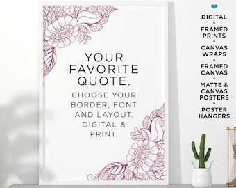Custom Quote Print | Personalized Poem, Text, Framed Canvas Art