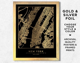 Custom City Map Prints With Foil Home Town Poster Wall Art Framed Personalized City Maps Any City Location Street Map Sign Christmas Gift