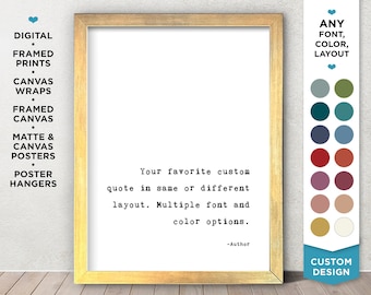 Custom Quote Print Typewriter Font Poster Gold Framed Personalize Quote Print Custom Poem Print Custom Text Print Personalized Text Prints