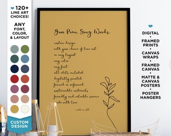 Custom Quote Print Line Art Prints Personalized Poem Custom Text Gift Poster Wall Art Framed Prints Custom Personalized Gift Printable Quote