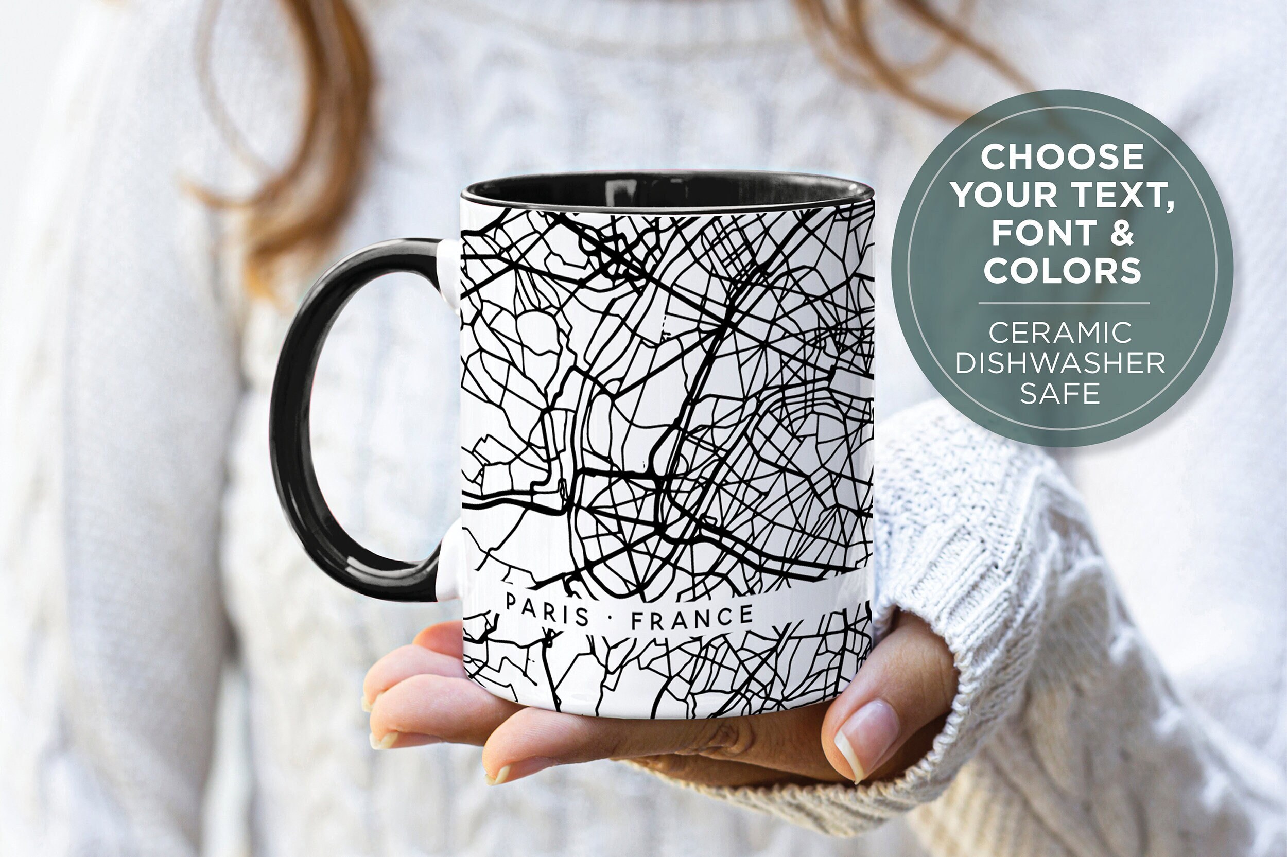 Personalized Coffee Mugs With City Maps Large Coffee Mug With 