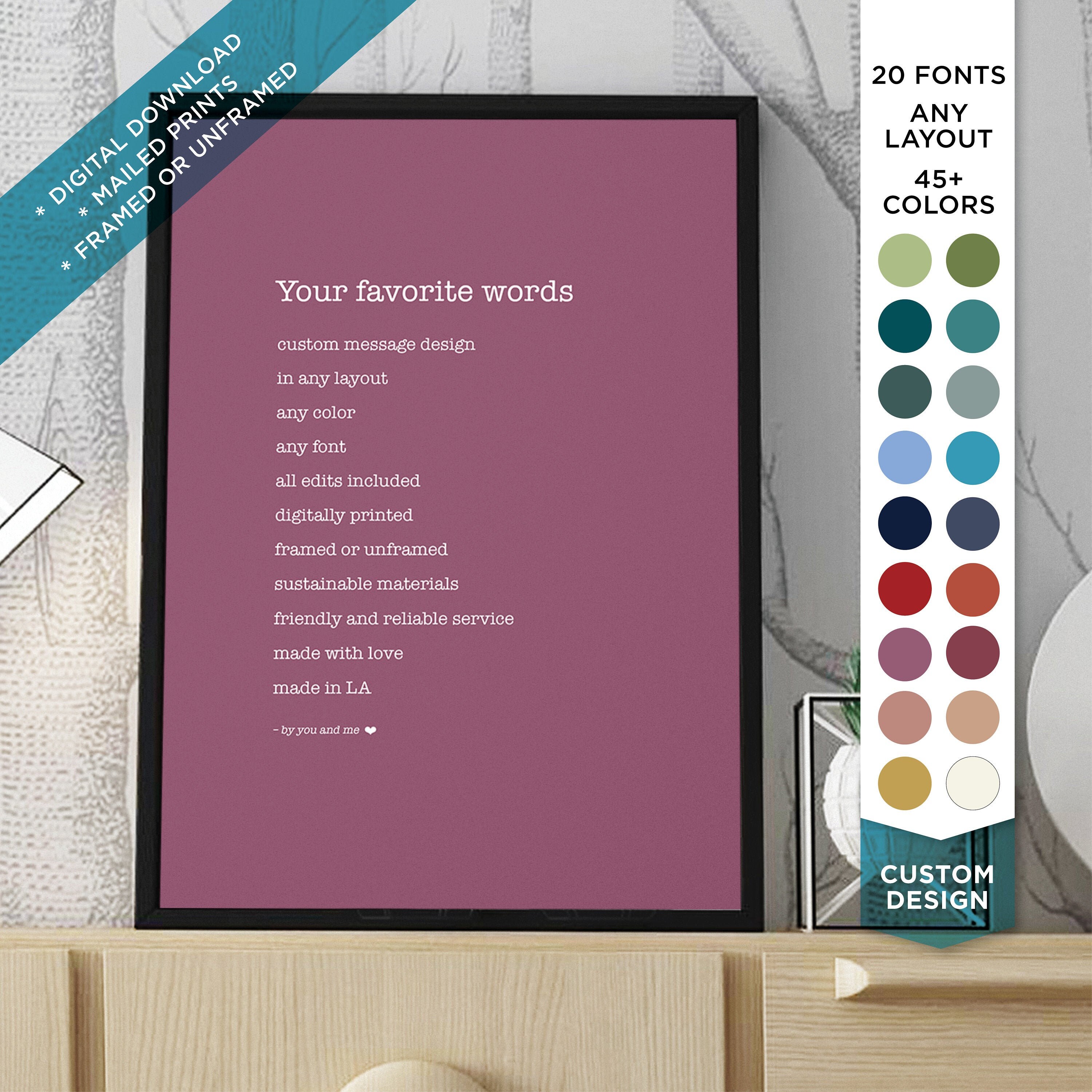 custom quote print custom quote frame personalized poem etsy