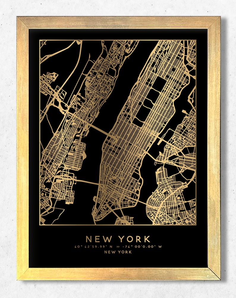 City Map Frame Custom Foil City Map Print: Personalized Hometown Art, Framed Option - Etsy