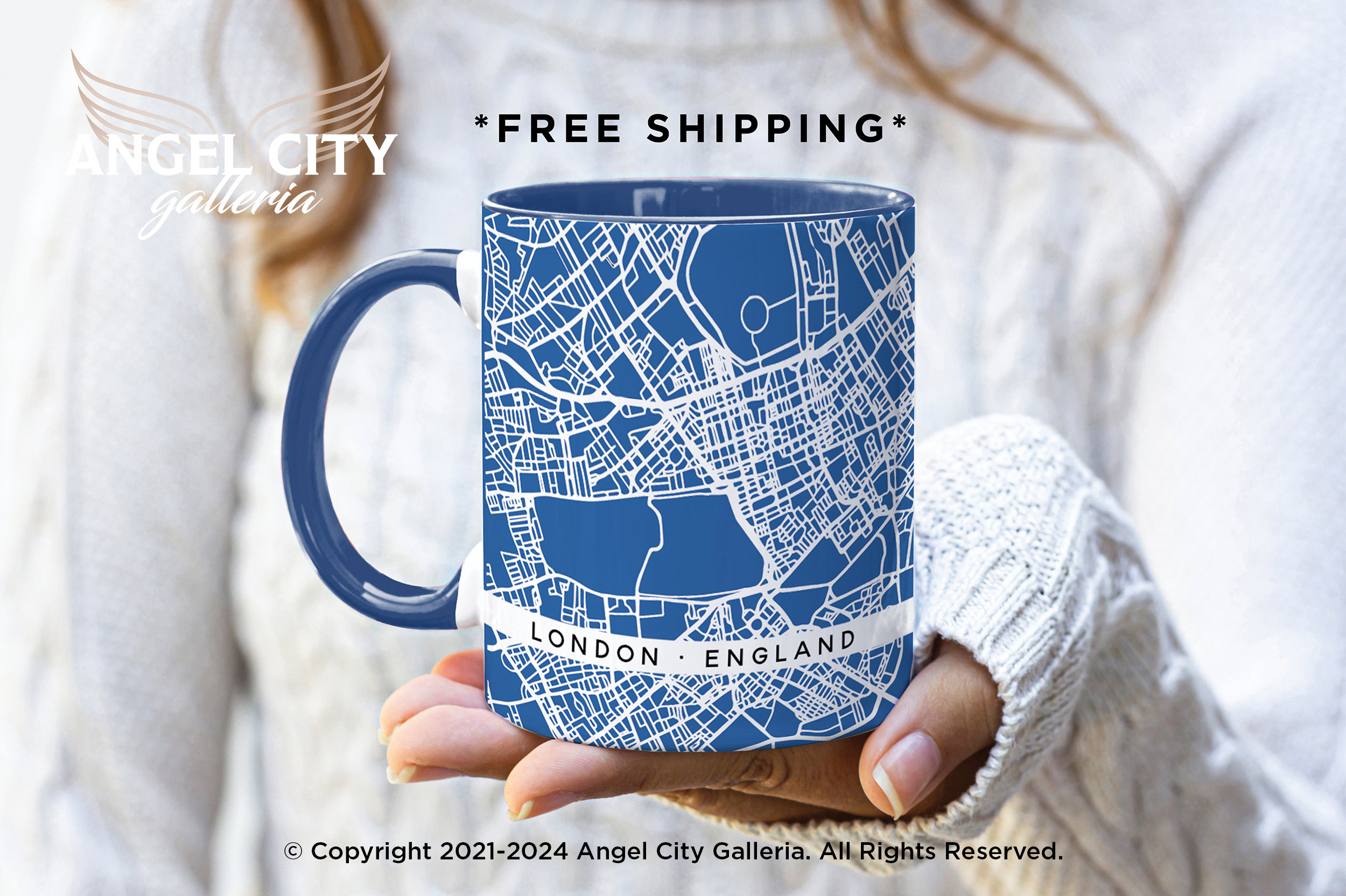 Home Town Custom Etched Map Glass Coffee Mugs