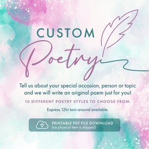 Custom Poetry Print Gift for Anniversary Wedding Best Friends Sister Father Birthdays Personalized Love Poem Prints Custom Any Poem Style