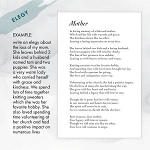 Custom Elegy/eulogy Poetry Sign Loss of Mom/dad Print Poem - Etsy