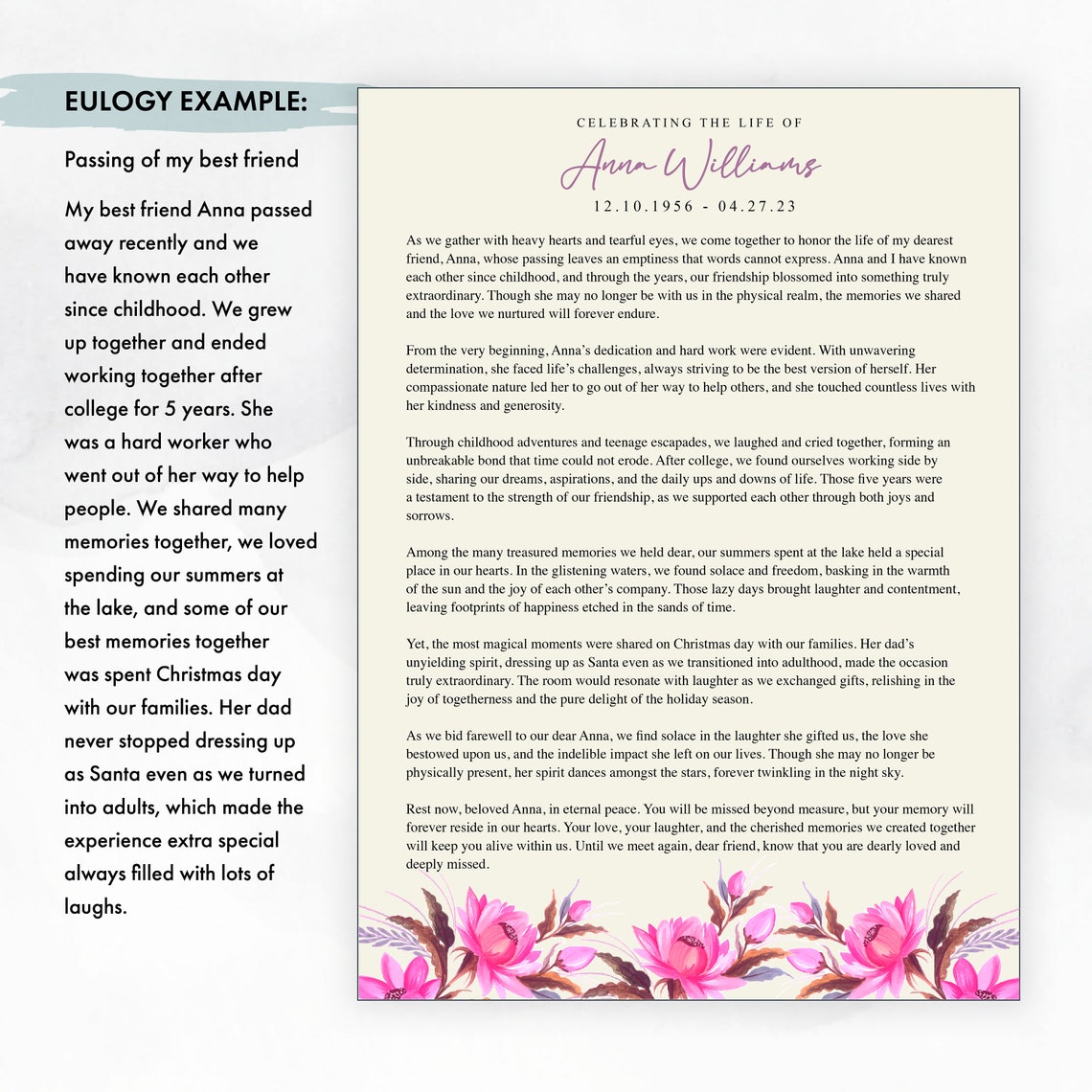 Custom Elegy Poem Print - Personalized Memorial Gift (PDF Download) - Etsy