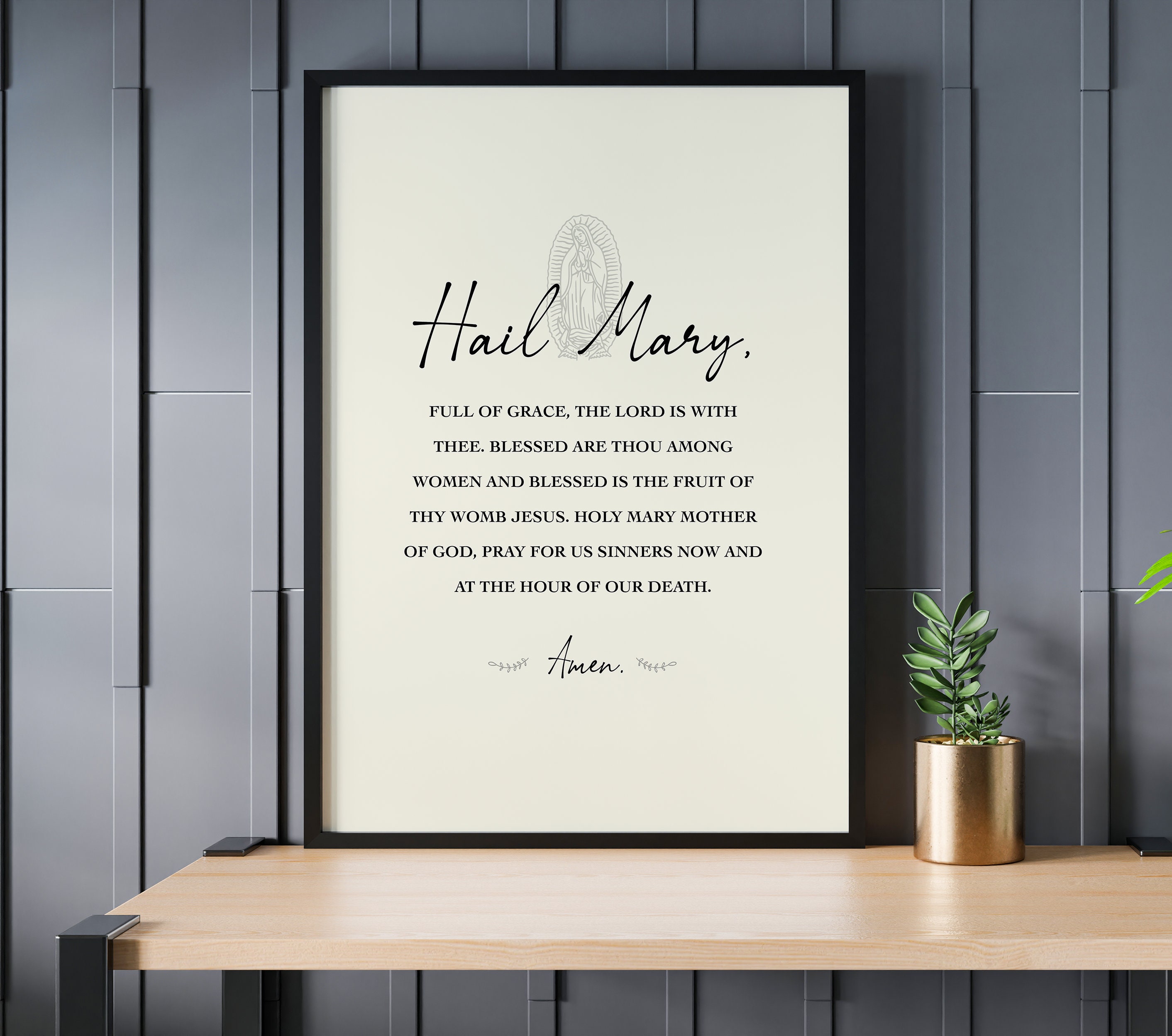 Hail Mary Prayer Print, Modern Catholic Wall Art - Etsy