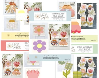 5 Pattern Bundle - Flowers and Stems - PDF Download