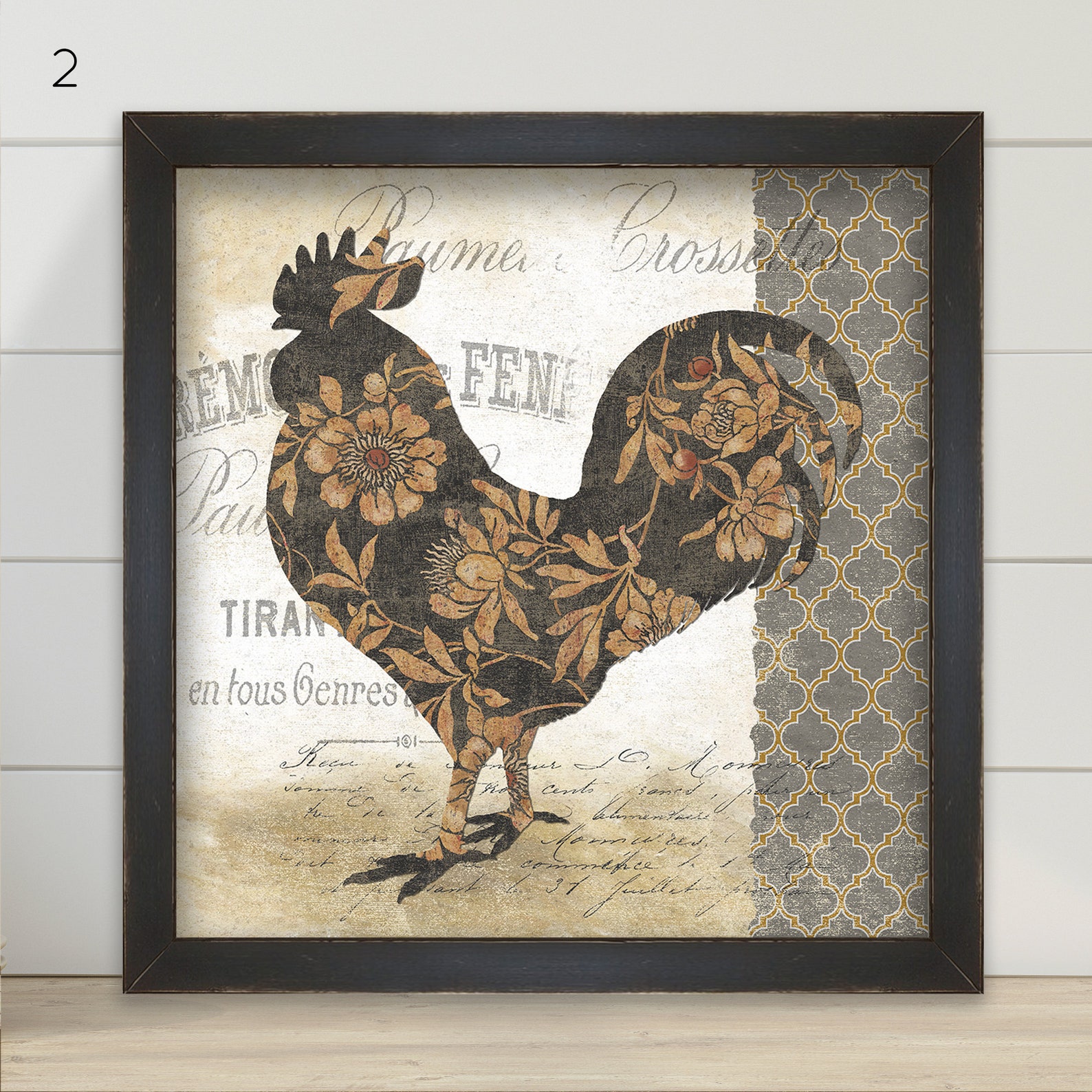 Framed Rooster Prints Rustic Wooden Framed Wall Art Set of Etsy