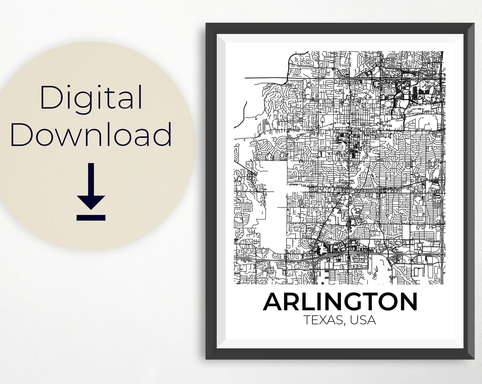 Arlington TEXAS Map Print City Map Poster City Map Arlington | Etsy