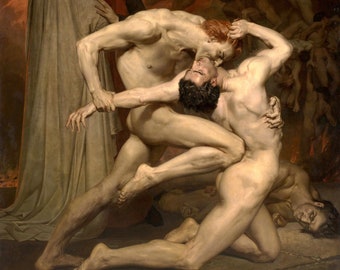 Dante and Virgil in Hell by William-Adolphe Bouguereau 100% Hand Painted Oil Painting Reproduction
