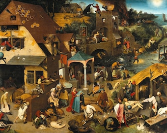 Netherlandish Proverbs by Pieter Bruegel the Elder 100% Hand Painted Oil Painting Reproduction