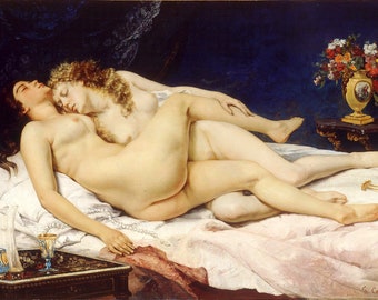 The Sleepers by Gustave Courbet 100% Hand Painted Oil Painting Reproduction