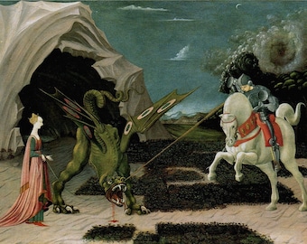 St. George and The Dragon by Paolo Uccello 100% Hand Painted Oil Painting Reproduction