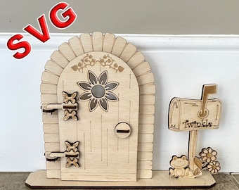 Fairy Door SVG Laser Cut File | Digital Download | Personalized Fairy Door File | Spring Laser File | Opening Fairy Door | Elf Door |