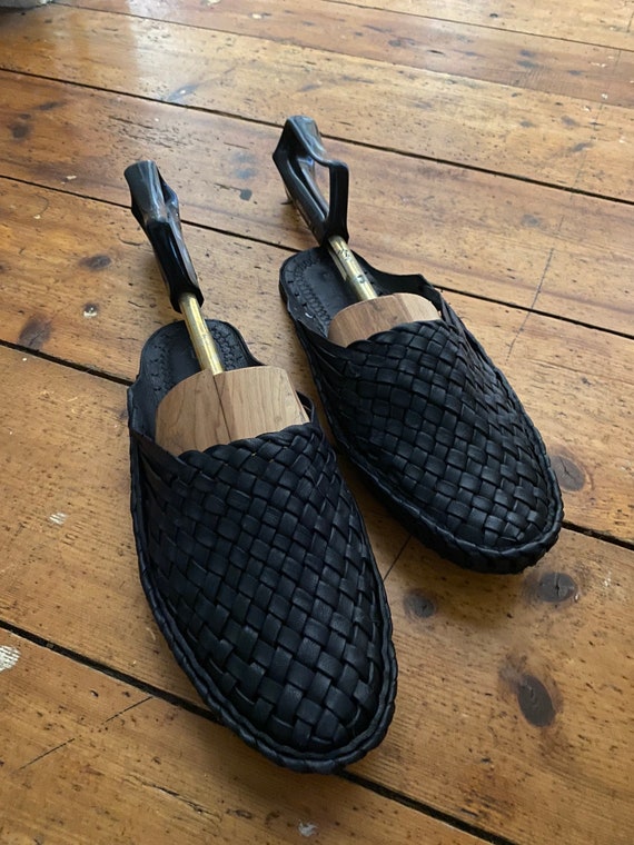 Men’s Leather Woven Slides