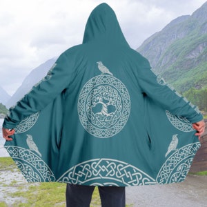 Odin's Raven Cloak, Yggdrasil Tree of Life Cape, Medieval Cloak, Norse Themed Cloak, Ravens Cloak, Vikings Clothing, Custom Norse Cloak,