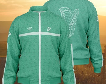 Haut de survêtement irlandais celtique personnalisé, Haut de survêtement style irlandais patriotique, Vêtements de sport style irlandais rétro, Haut zippé Irish Pride, Hauts héritage irlandais