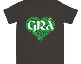 Irish Love Grá Shamrock Unisex T-shirt, Irish Pride Language Shirt, Cute Romantic Irish Shirts for Women, Irish Wife, Girlfriend St Patricks