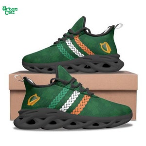 Custom Celtic Style Sneakers, Irish Style Footwear, Celtic Knot Sneakers, Irish Tricolor, Celtic Storm Sneakers, Irish Dance Shoes, Ireland