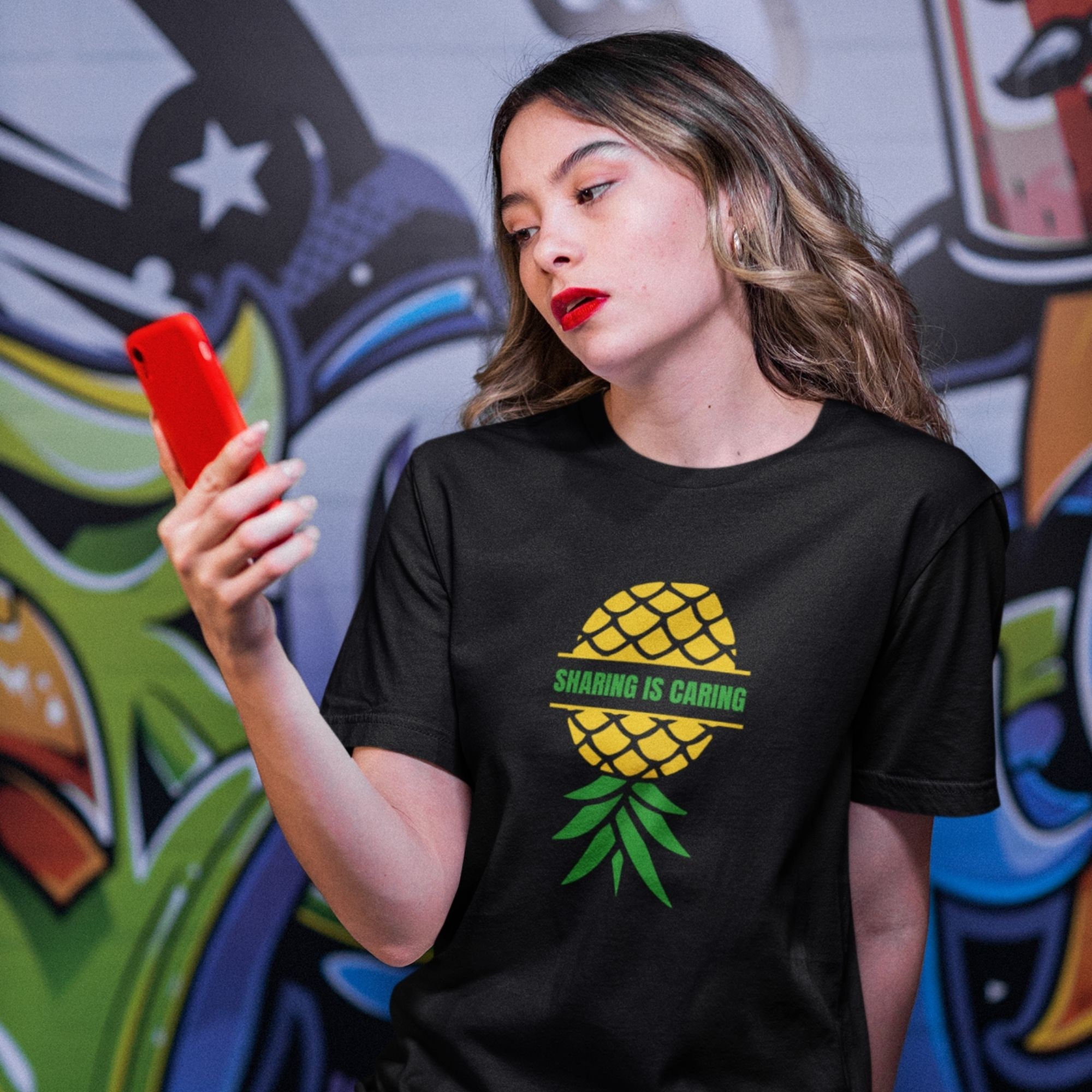 Upside Down Pineapple Shirt Sharing is Caring Shirt Swinger photo