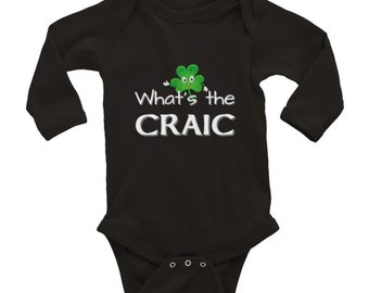 What's the Craic Baby Bodysuit, Funny Irish Baby Clothes, Irish Baby Gift, Baby Clothes with Irish Sayings, Irish Style Baby Gift Clothes