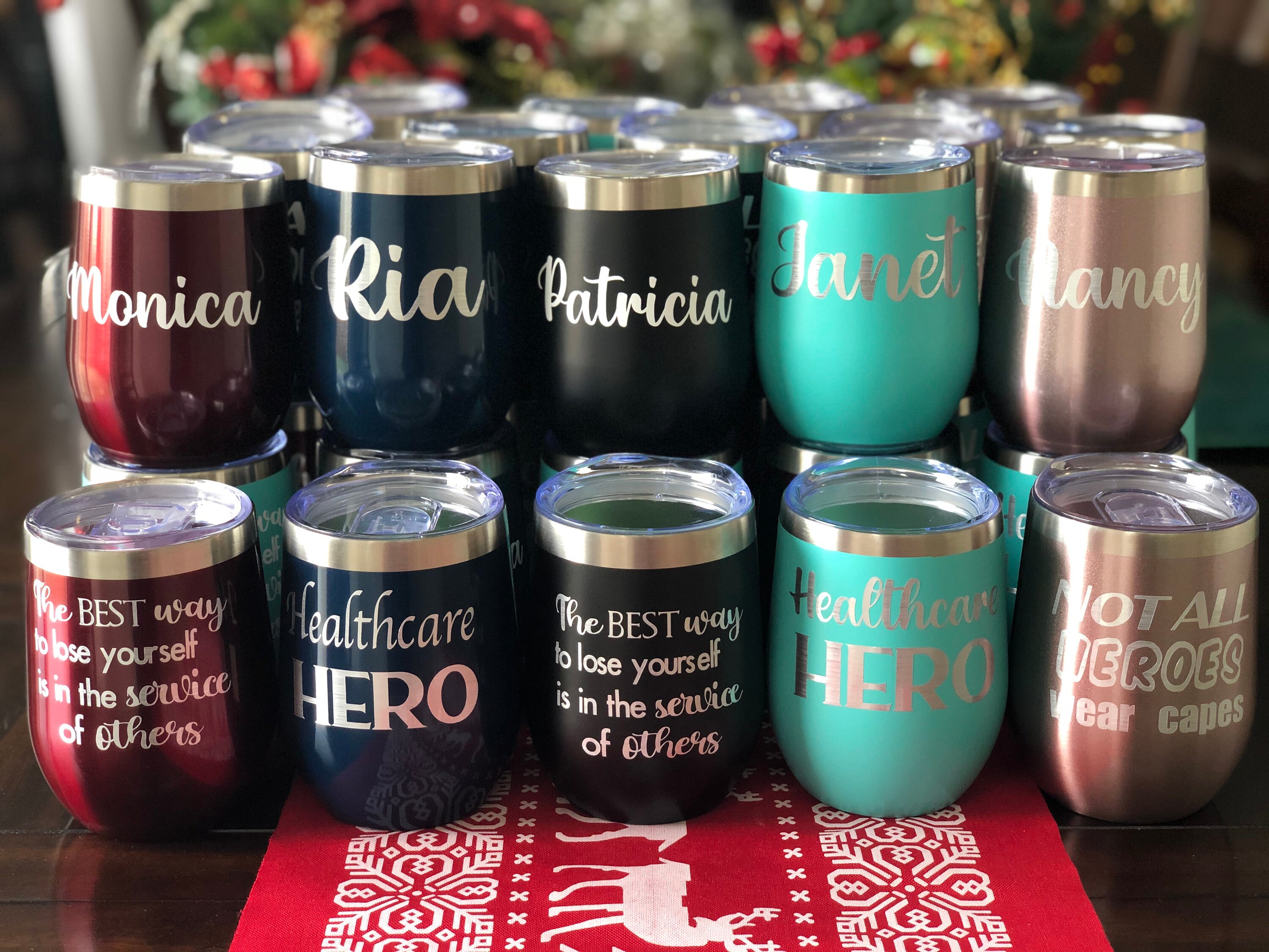 Personalized Bluey Christmas 12 oz Stainless Steel Tumbler Set with 2 – The  Leveret Loft