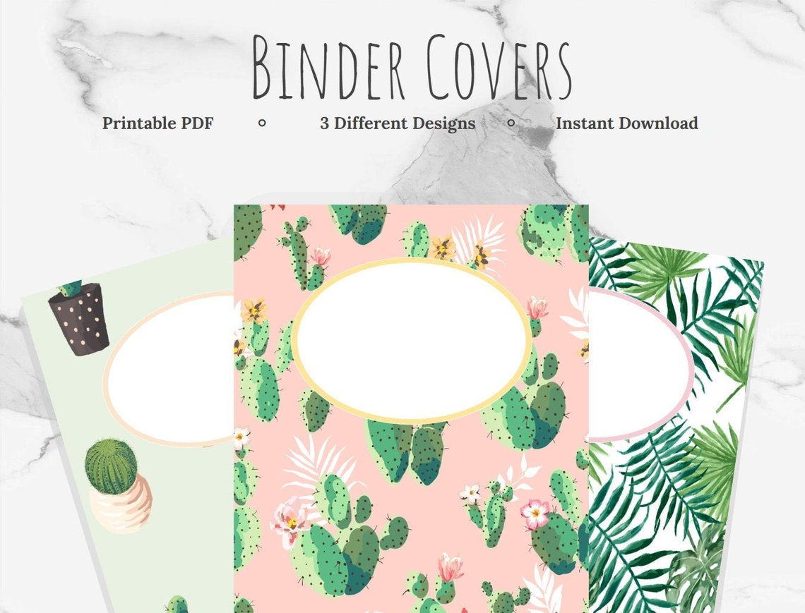 Printable Plant Pattern Binder Covers PDF 8.5x11 | Etsy