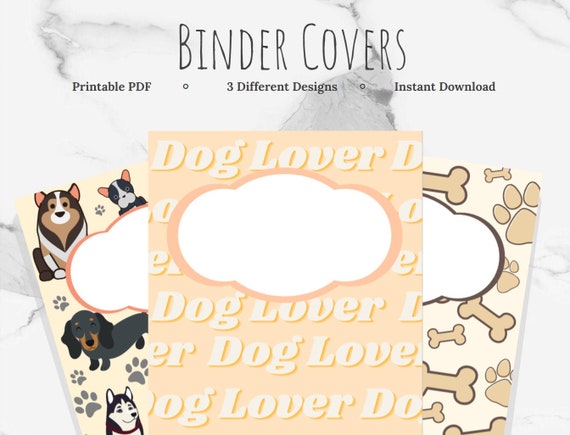 Dog Lovers Binder Cover Printables 8.5in x 11in Instant | Etsy