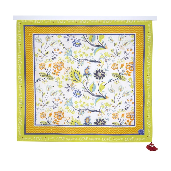 Mantel de algodón orgánico con diseño floral, para picnic, cuadrado de 66 cm