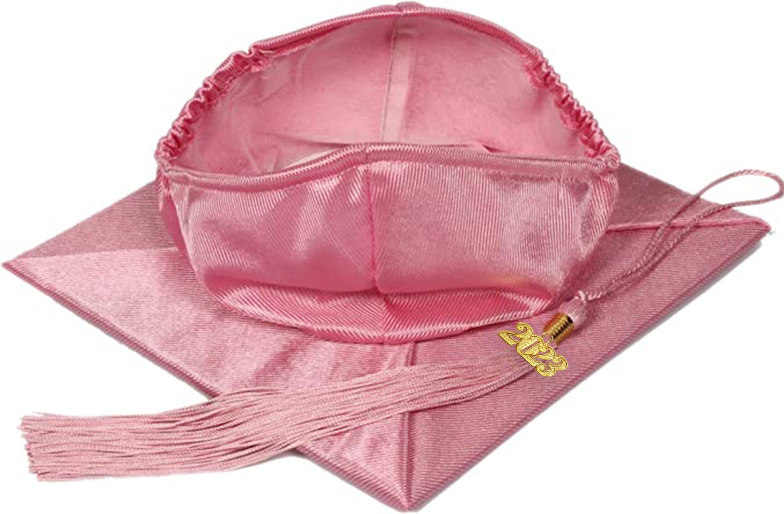 Shiny Pink Graduation Cap With Tassel and Gold Year Charm | Blank Grad ...
