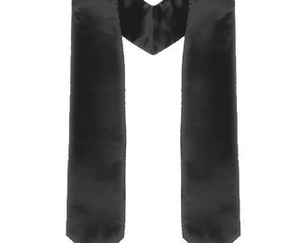 Black Satin Graduation Stole for Adults | Grad Sash | Choir or Clergy Stoles | Pointed Stoles for Graduation 2023, Church Stole