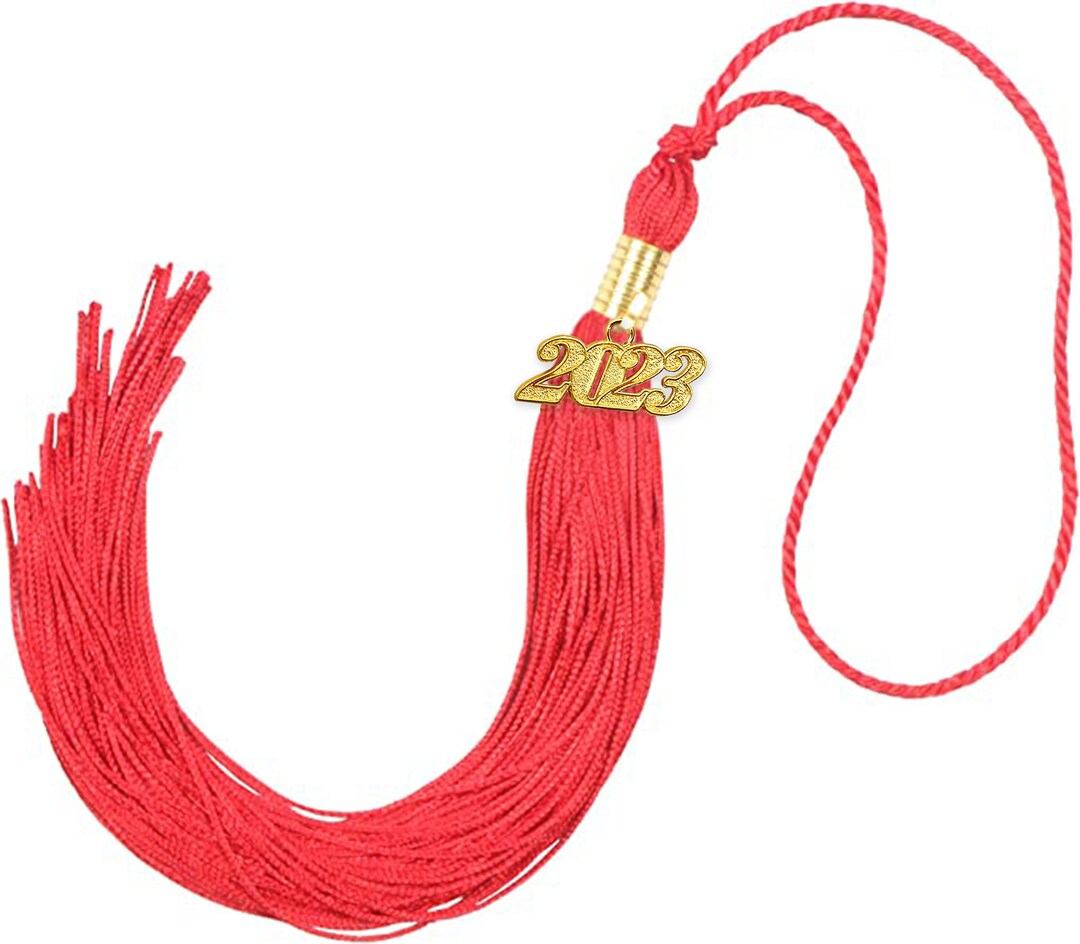 2023 Red Graduation Tassel W/ Year Charm in Gold or Silver Etsy
