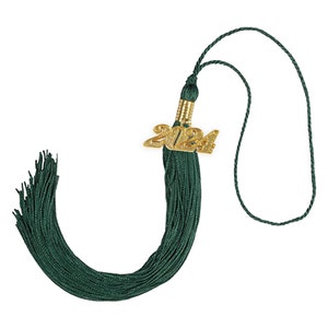 2024 Graduation Tassels w/ Year Charm in Gold or Silver Finish Date Drop 2024 or 2023 14 Colors Available Made to Order image 1