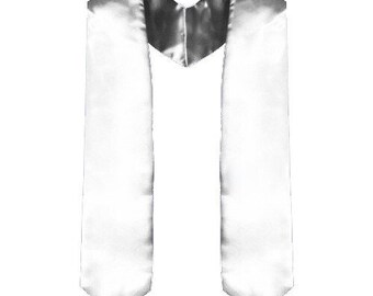 White Satin Graduation Stole for Adults | Grad Sash | Choir or Clergy Stoles | Pointed Stoles for Graduation 2023, Church Stole