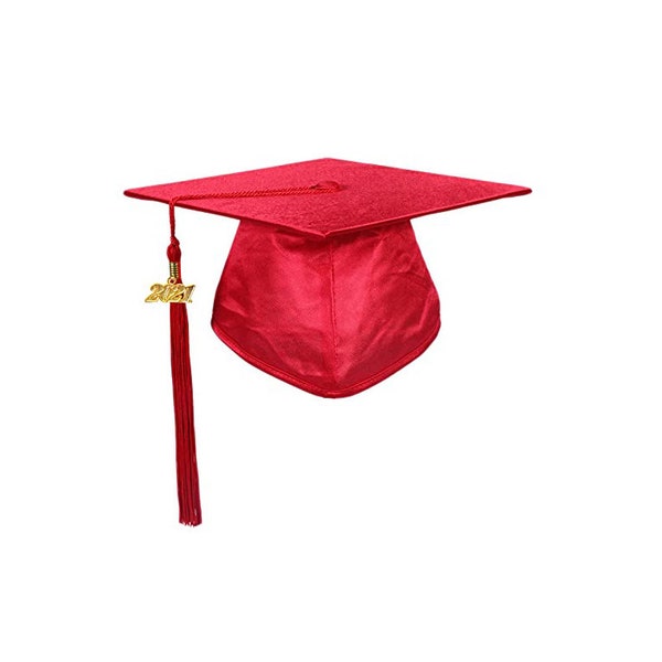 Shiny Red Graduation Cap with Your Choice of Tassel Color! | Tassels Available in 14 Colors | Grad Caps for DIY Decor