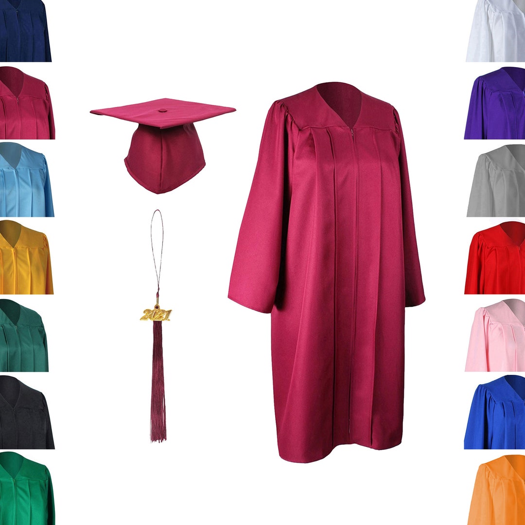 Matte Cap and Gown W/ Matching Tassel 2024 Sizes 4'6 6'11 14 Colors ...